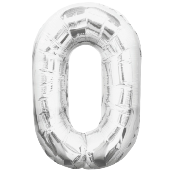 Unique Number 0 Silver Foil Balloon 34"