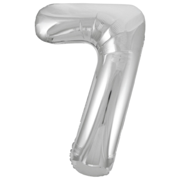 Unique Number 7 Silver Foil Balloon 34"