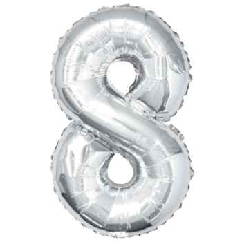 Unique Number 8 Silver Foil Balloon 34"