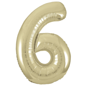 Unique Number 6 Gold Foil Balloon 34"