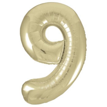 Unique Number 9 Gold Foil Balloon 34"