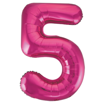 Unique Number 5 Hot Pink Foil Balloon 34"