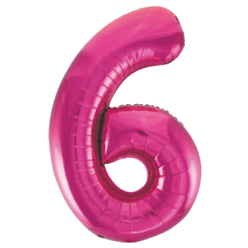 Unique Number 6 Hot Pink Foil Balloon 34"