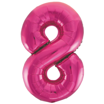 Unique Number 8 Hot Pink Foil Balloon 34"