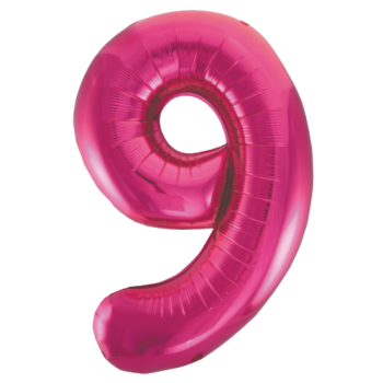 Unique Number 9 Hot Pink Foil Balloon 34"
