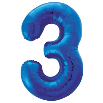 Unique Number 3 Royal Blue Foil Balloon 34"
