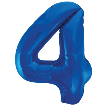 Unique Number 4 Royal Blue Foil Balloon 34"