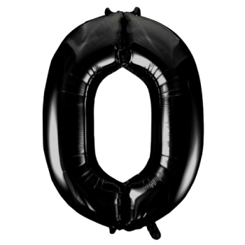 Unique Number 0 Black Foil Balloon 34"