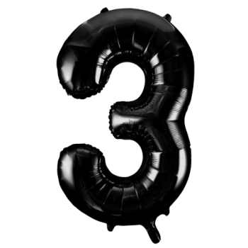 Unique Number 3 Black Foil Balloon 34"