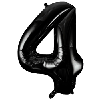 Unique Number 4 Black Foil Balloon 34"