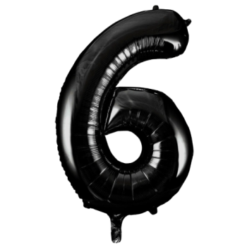 Unique Number 6 Black Foil Balloon 34"