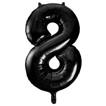Unique Number 8 Black Foil Balloon 34"