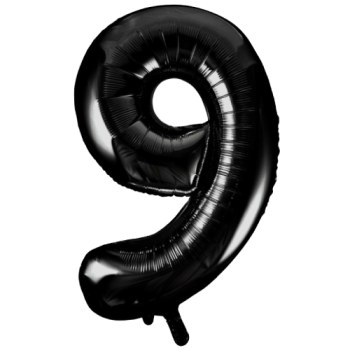 Unique Number 9 Black Foil Balloon 34"