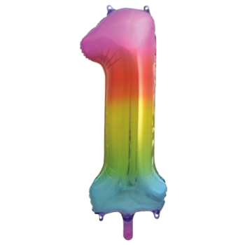 Unique Number 1 Rainbow Foil Balloon 34"