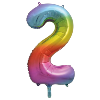 Unique Number 2 Rainbow Foil Balloon 34"
