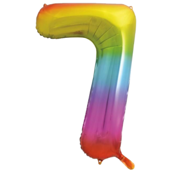 Unique Number 7 Rainbow Foil Balloon 34"