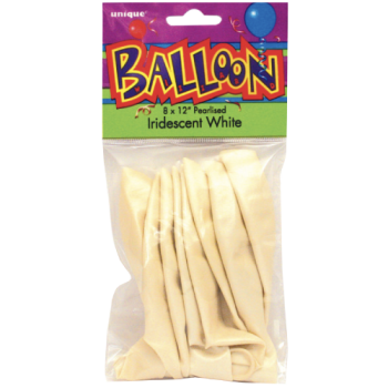 Unique Pearlized Iridescent White 12in Premium Balloons 8pk 