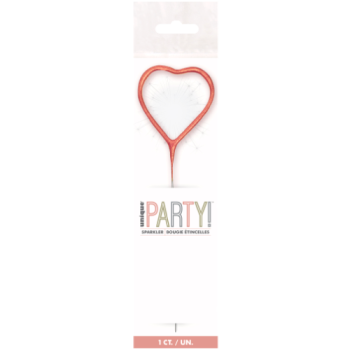 Unique Party Rose Gold Glitz Heart Sparkler 7in 