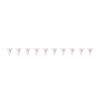 Unique Party Number 18 Rose Gold Glitz Prism Pennant Banner 9ft 