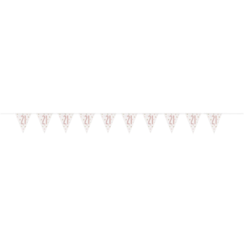 Unique Party Number 21 Rose Gold Glitz Prism Pennant Banner 9ft 