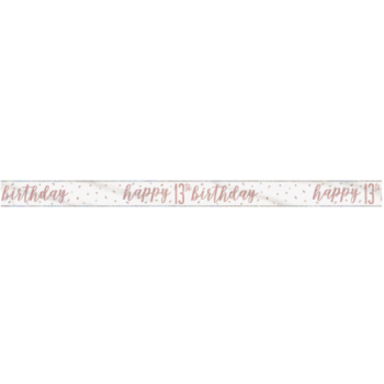 Unique Party Happy 13th Birthday Rose Gold Glitz Prism Banner 9ft 