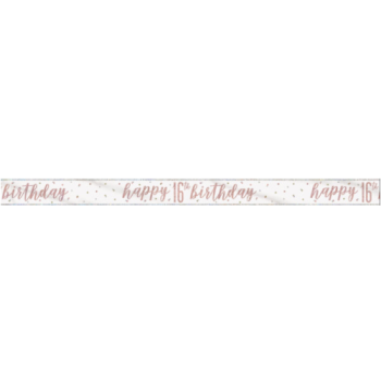 Unique Party Happy 16th Birthday Rose Gold Glitz Foil Banner 9ft 