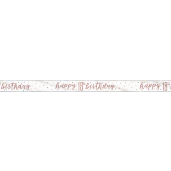 Unique Party Happy 18th Birthday Rose Gold Glitz Prism Banner 9ft 