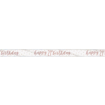 Unique Party Happy 21st Birthday Rose Gold Glitz Prism Banner 9ft 