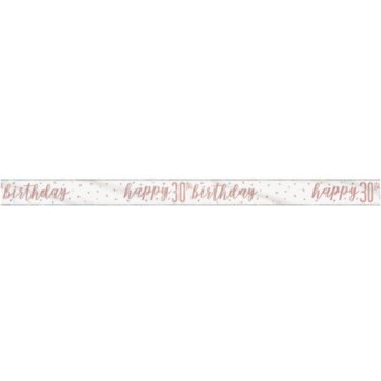 Unique Party Happy 30th Birthday Rose Gold Glitz Foil Banner 9ft 