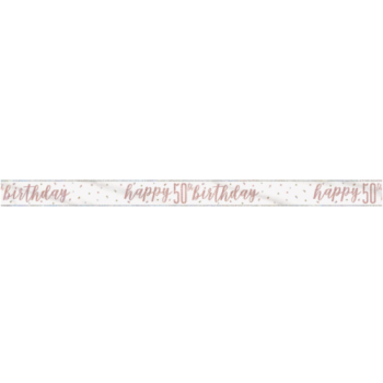 Unique Party Happy 50th Birthday Rose Gold Glitz Foil Banner 9ft 