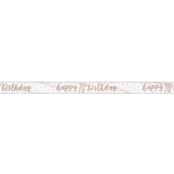 Unique Party Happy 70th Birthday Rose Gold Glitz Foil Banner 9ft 