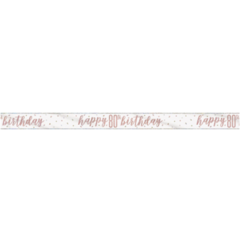 Unique Party Happy 80th Birthday Rose Gold Glitz Foil Banner 9ft 