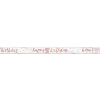 Unique Party Happy 90th Birthday Rose Gold Glitz Foil Banner 9ft 