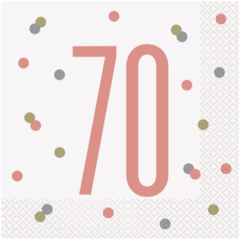 Unique Party Number 70 Rose Gold Glitz Luncheon Napkins 16pk 