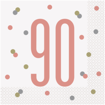 Unique Party Number 90 Rose Gold Glitz Luncheon Napkins 16pk 