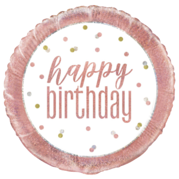 Unique Party Happy Birthday Rose Gold Glitz Foil Balloon 18in 