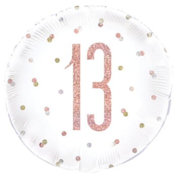Unique Party Number 13 Rose Gold Glitz Foil Balloon 18in 