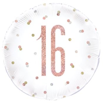 Unique Party Number 16 Rose Gold Glitz Foil Balloon 18in 