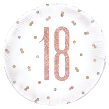 Unique Party Number 18 Rose Gold Glitz Foil Balloon 18in 