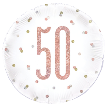 Unique Party Number 50 Rose Gold Glitz Foil Balloon 18in 