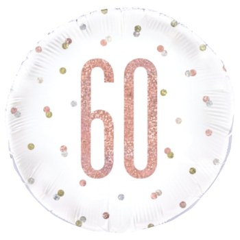 Unique Party Number 60 Rose Gold Glitz Foil Balloon 18in 