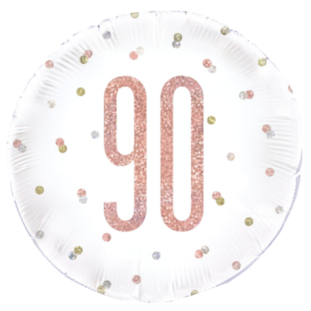 Unique Party Number 90 Rose Gold Glitz Foil Balloon 18in 
