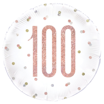 Unique Party Number 100 Rose Gold Glitz Foil Balloon 18in 