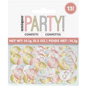 Unique Party Number 13 Rose Gold Glitz Confetti 14.1g 
