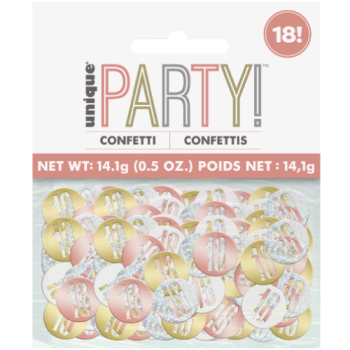 Unique Party Number 18 Rose Gold Glitz Confetti 14.1g 