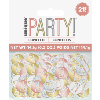 Unique Party Number 21 Rose Gold Glitz Confetti 14.1g 