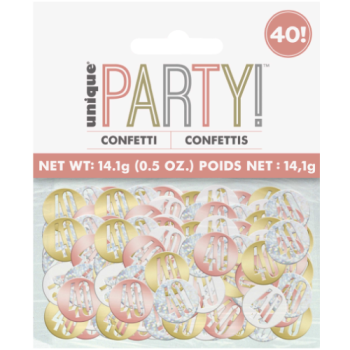 Unique Party Number 40 Rose Gold Glitz Confetti 14.1g 