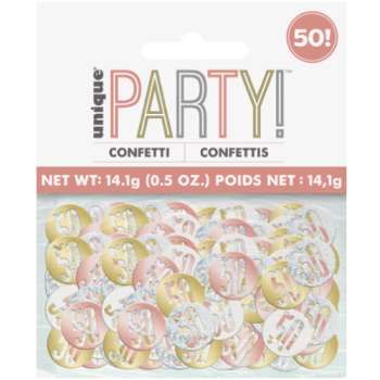 Unique Party Number 50 Rose Gold Glitz Confetti 14.1g 