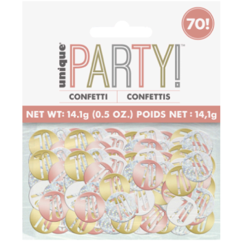 Unique Party Number 70 Rose Gold Glitz Confetti 14.1g 