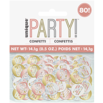 Unique Party Number 80 Rose Gold Glitz Confetti 14.1g 